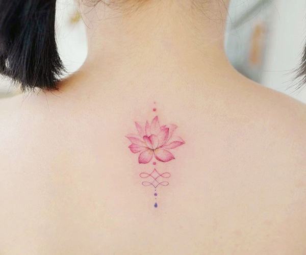 lotus tattoo on back of neck 