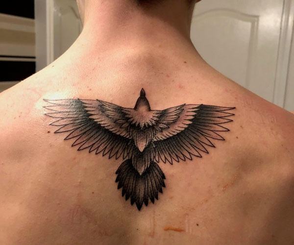 eagle tattoo on back of neck 