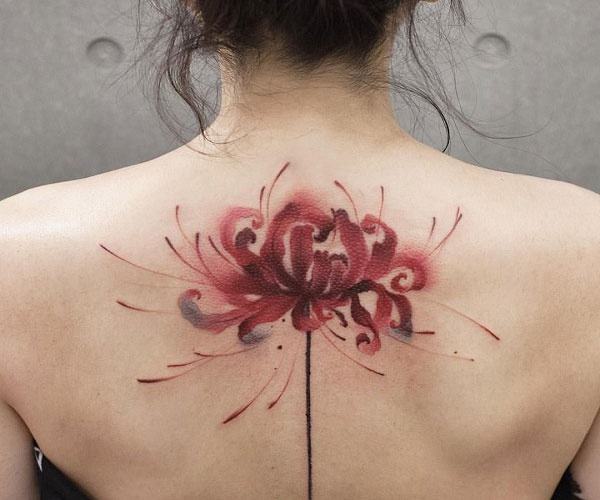 flower tattoo on the back of the neck 