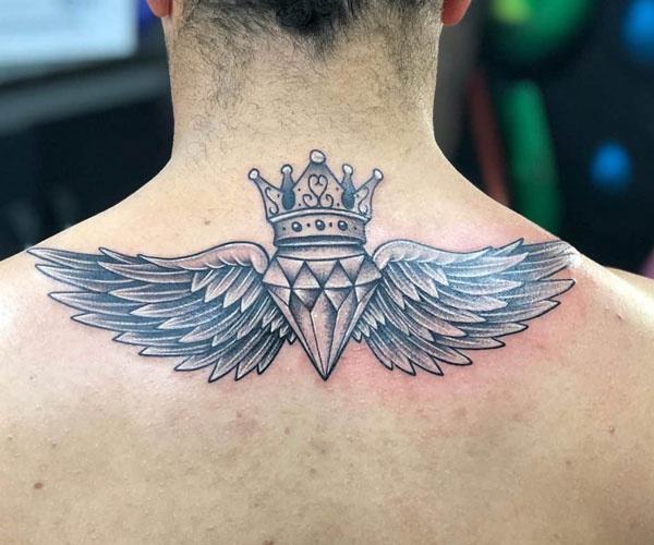 diamond tattoo on back of neck 