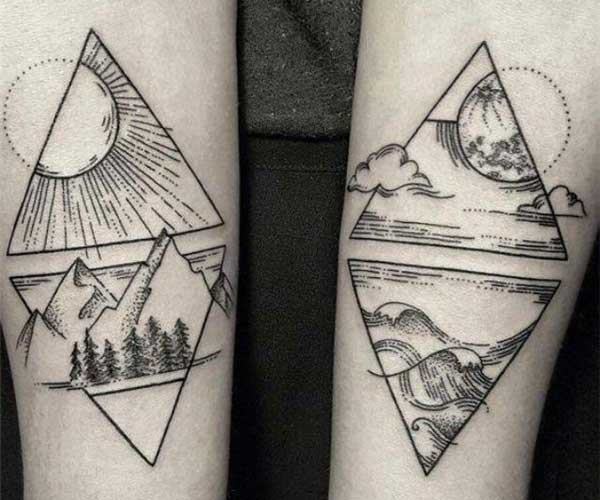 hình tam giác ngược tatoo