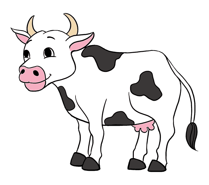 Cách vẽ con bò sữa cute đơn giản dễ thương ngộ nghĩnh cho bé - TRƯỜNG THPT  TRẦN HƯNG ĐẠO