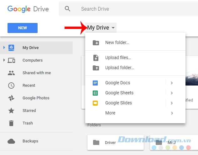 Cách up dữ liệu, tạo link tải trực tiếp từ Google Drive