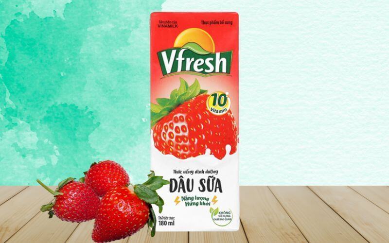 Sinh tố sữa lắc Vfresh dâu là một trong ba hương vị mới nhất của dòng sản phẩm Vfresh