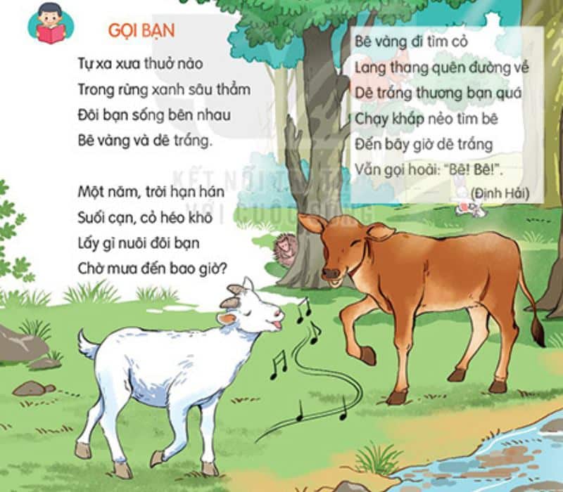 Bài thơ gọi bạn bằng Tiếng Việt lớp 2. (Ảnh: Sưu tầm Internet)