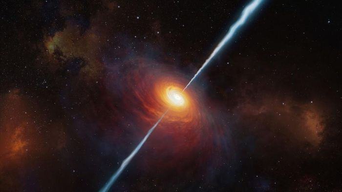 Chuẩn tinh thực sự là những lỗ đen siêu nặng đang bồi tụ vật chất.  Ảnh: SkyNews